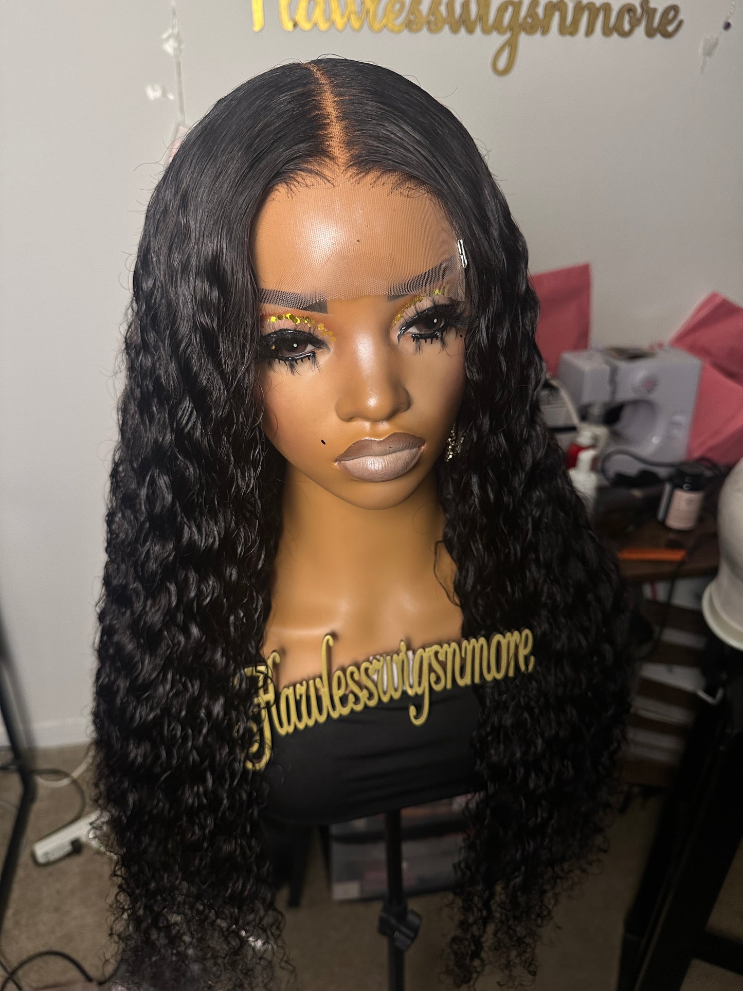 Deep wave glueless 5x5 closure wigs