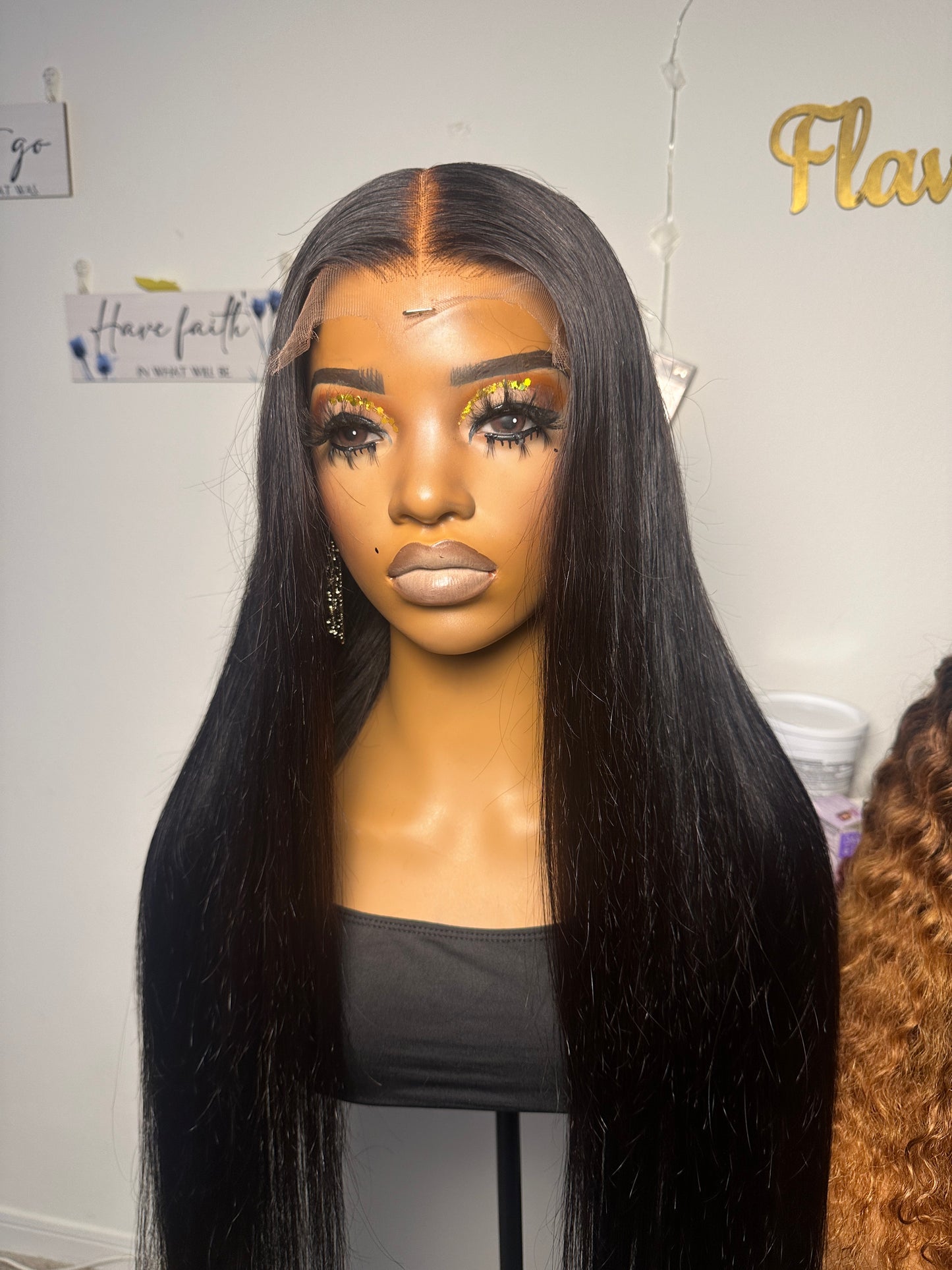 Virgin 30 inch bone straight glueless wig