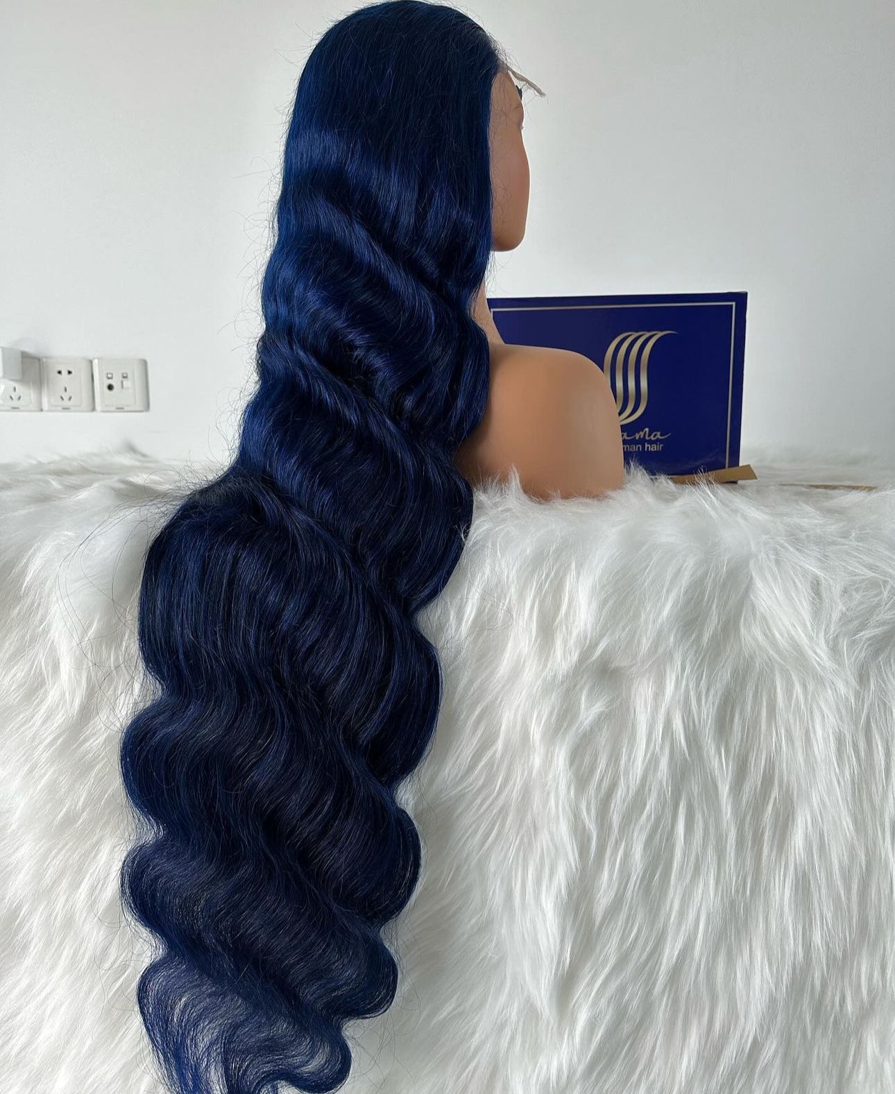 Navy Blue body wave glueless wig