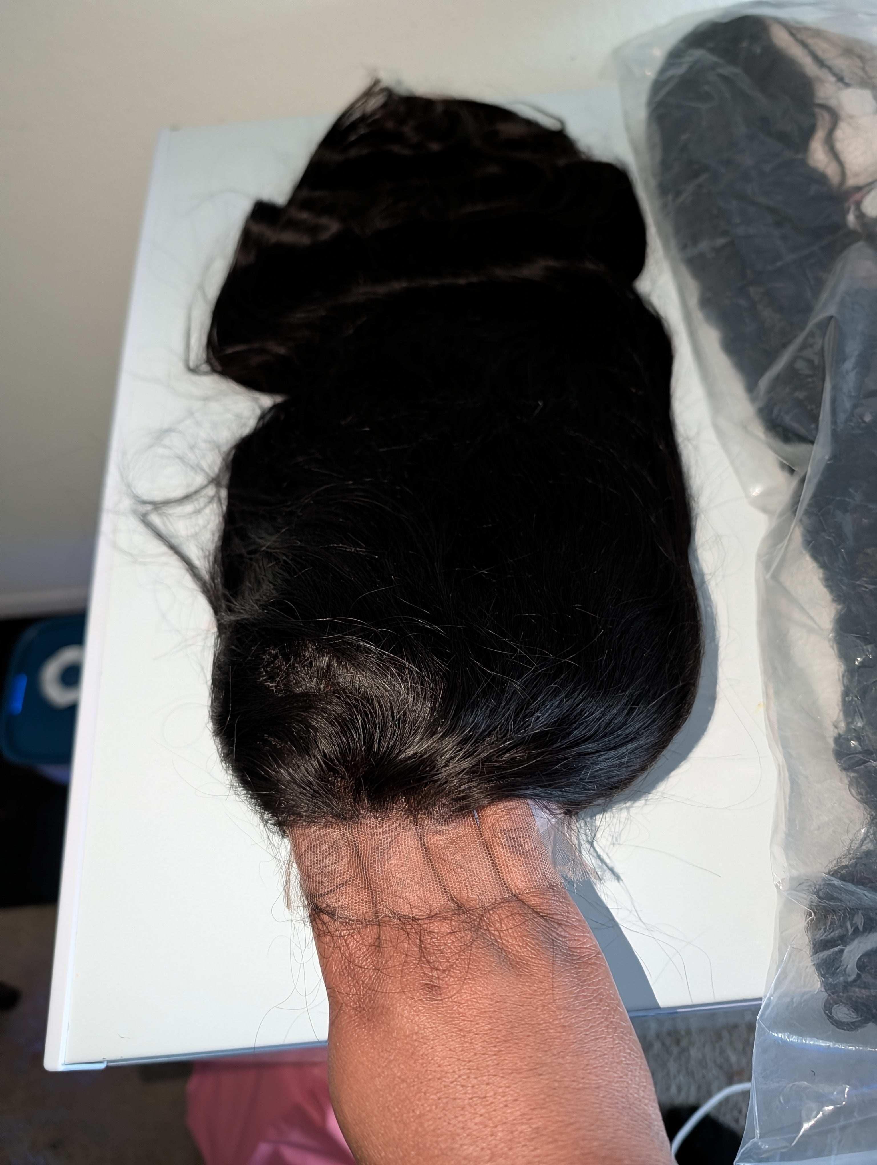 Uncustomised virgin glueless body wave wig